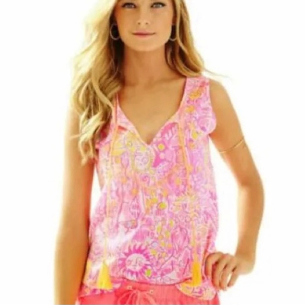 LILLY PULITZER Kini in The Keys Lauren Top Women's Small in Pink Pout